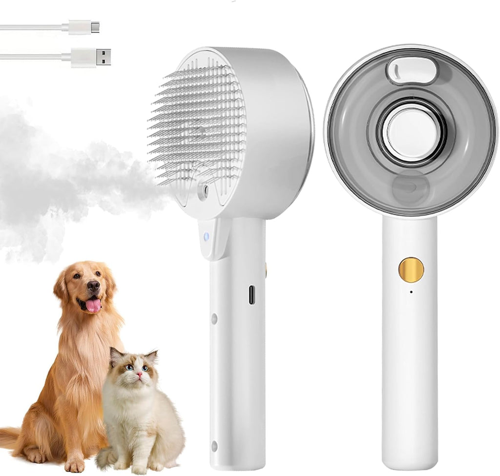 Brosse Vapeur 4-en-1 pour Chien & Chat – Autonettoyante & Massage