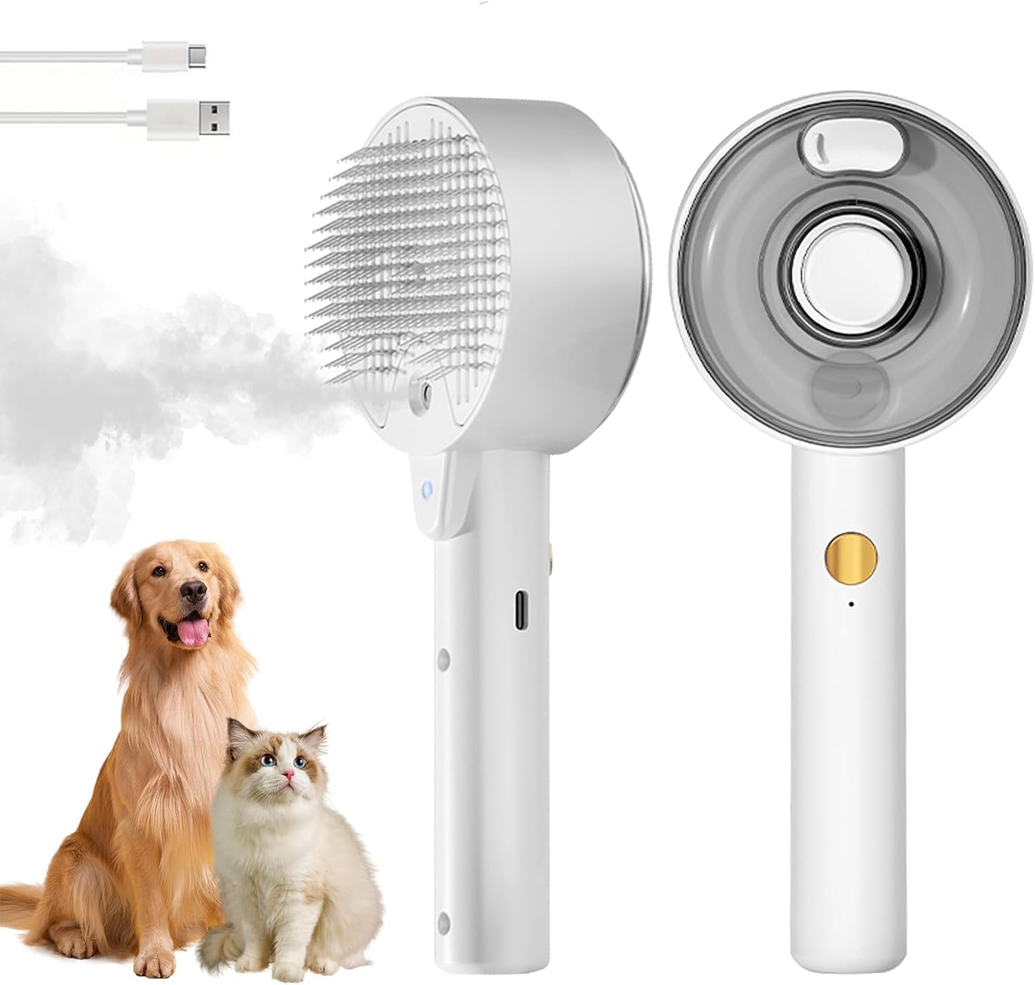 Brosse Vapeur 4-en-1 pour Chien & Chat – Autonettoyante & Massage