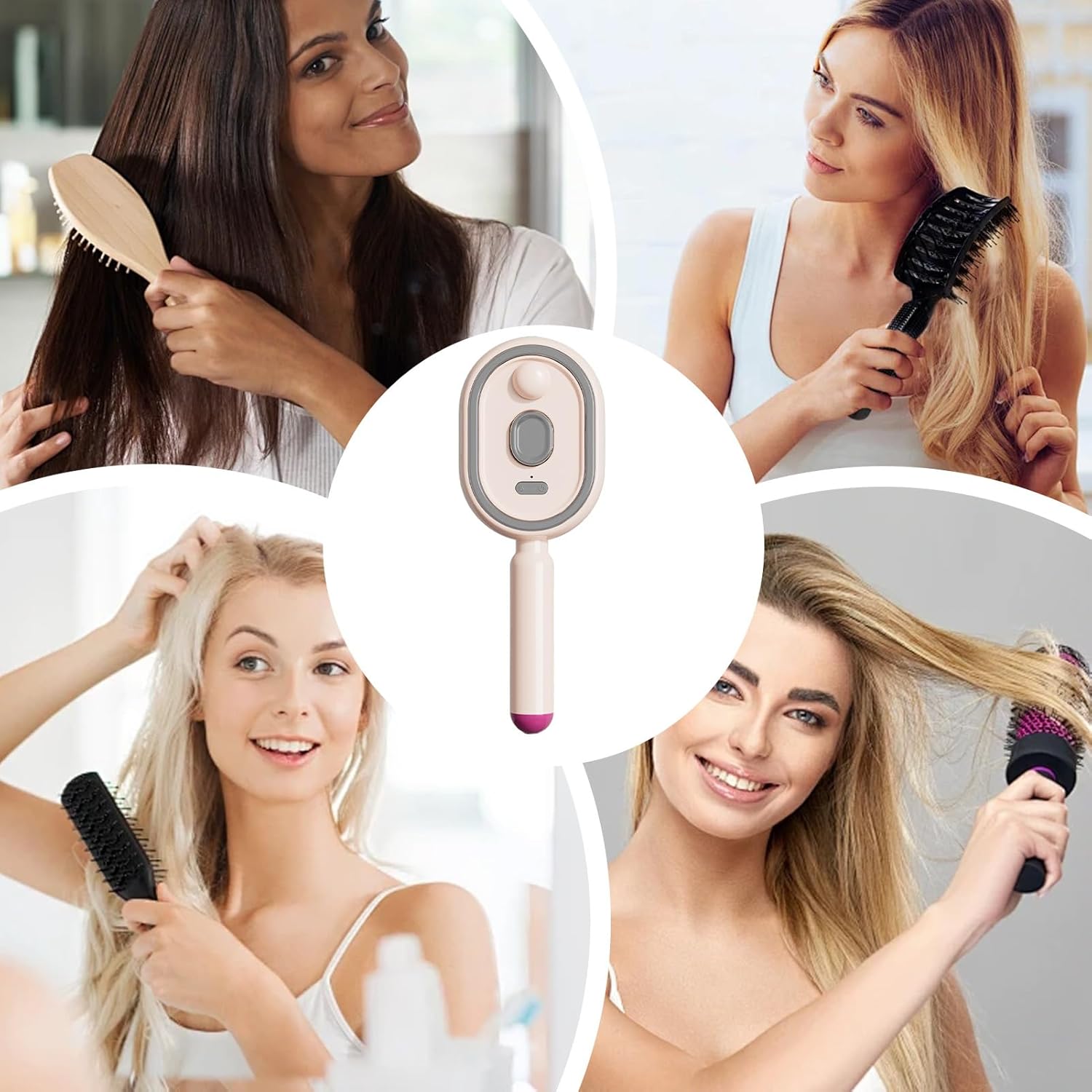 Brosse Électrique Vibrante avec Spray – Lumière Rouge & Massage Cuir Chevelu