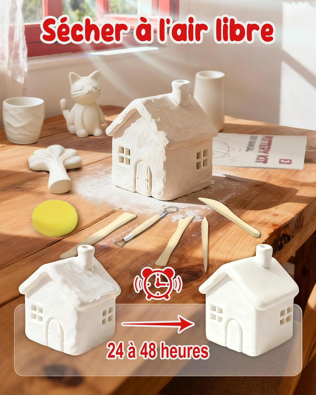 Kit Poterie Adulte – Argile Autodurcissante + Peinture & Outils