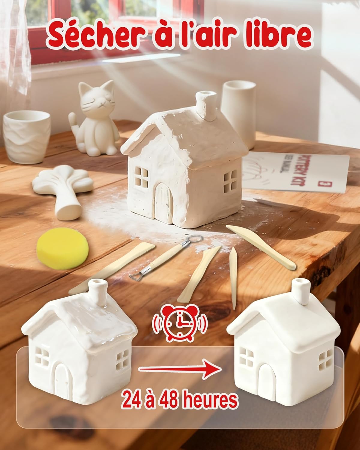 Kit Poterie Adulte – Argile Autodurcissante + Peinture & Outils