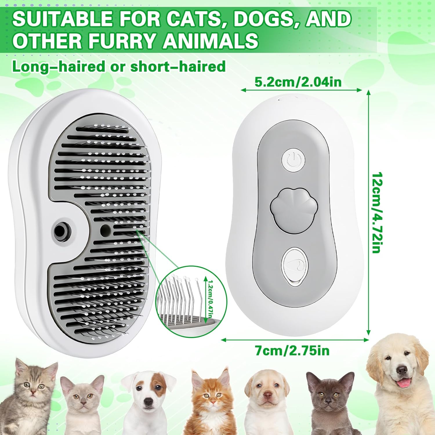 Brosse Vapeur Rechargeable pour Chat & Chien – Démêlage & Massage
