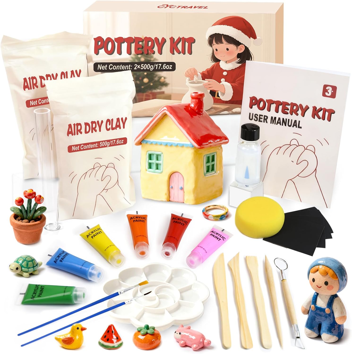 Kit Poterie Adulte – Argile Autodurcissante + Peinture & Outils