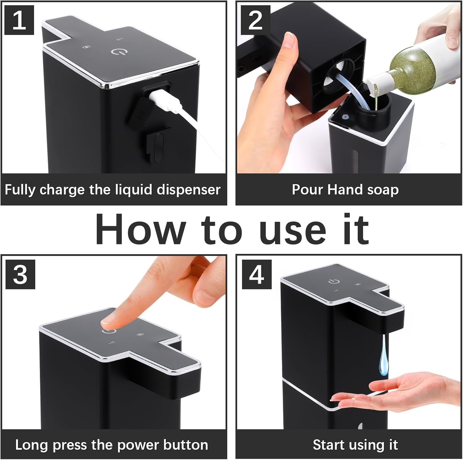 Distributeur de Savon Automatique USB – Sans Contact & Étanche IPX5 (380ml)