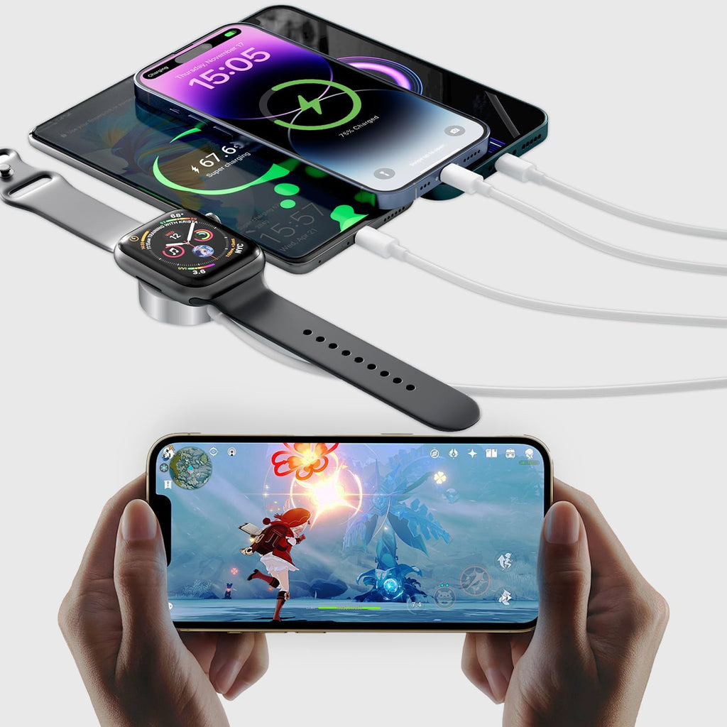 Câble Chargeur 4-en-1 pour Apple Watch & iPhone – USB Multi-Connecteurs
