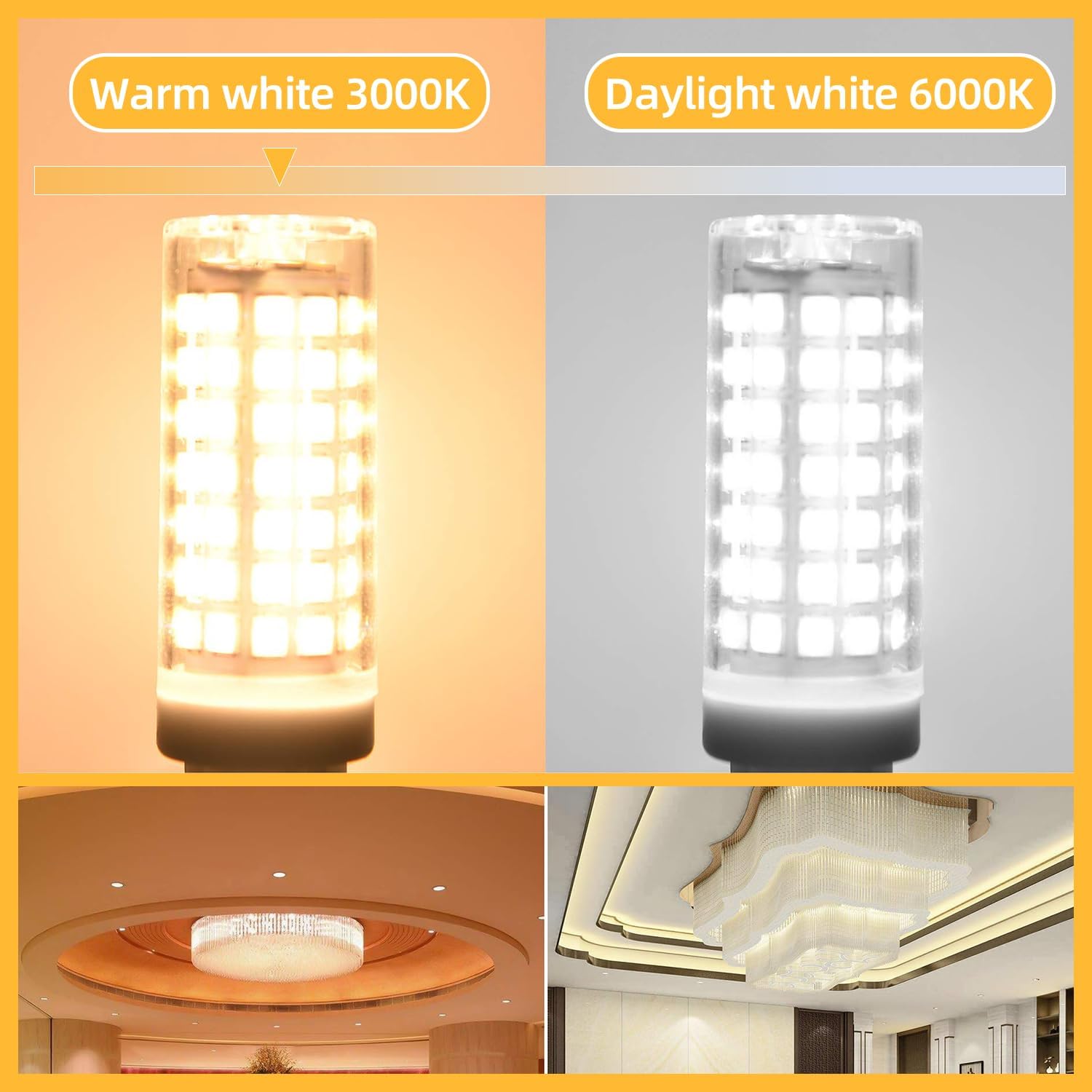 Lot de 5 Ampoules LED G9 5W – Équivalent 40W Halogène, Blanc Chaud 3000K, 500LM, Sans Scintillement