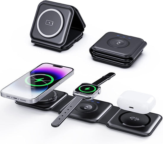 Station de Charge Sans Fil 3-en-1 Pliable – iPhone, Apple Watch & AirPods