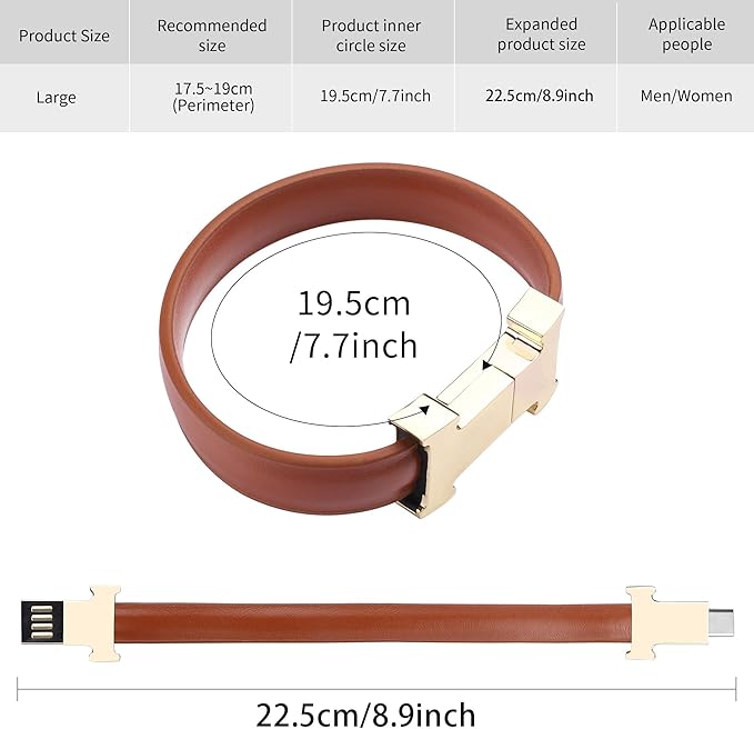 Bracelet Chargeur Cuir Premium USB-C – Élégance & Puissance Toujours à Portée