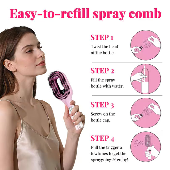 Peigne Vaporisateur 2-en-1 – Brosse Coiffante avec Spray Intégré