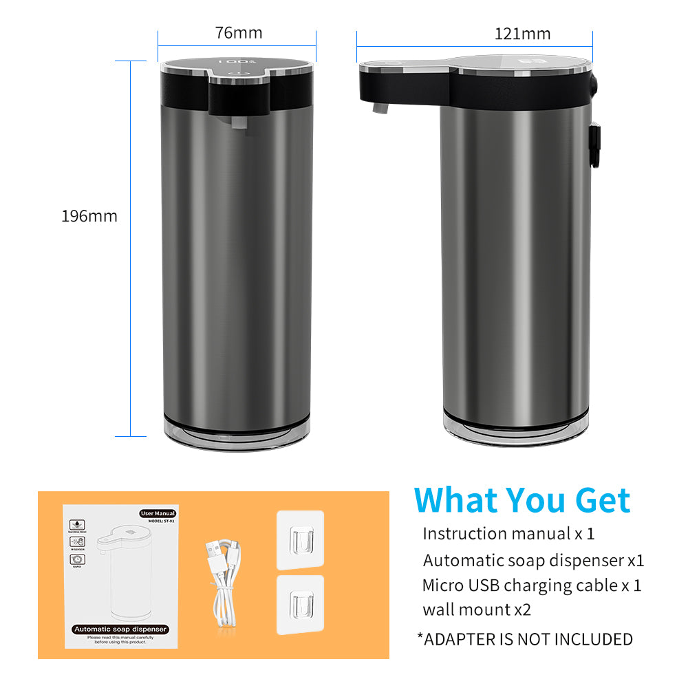 Distributeur de Savon Automatique Inox 304 – Sans Contact & Étanche (350ml)