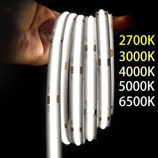 Bande LED COB Haute Luminosité – Éclairage Continu Sans Points 12V/24V (3000K / 4000K / 6500K)