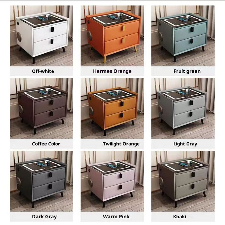 Table de Chevet Moderne avec Recharge Sans Fil & Verre Trempé – Design Premium