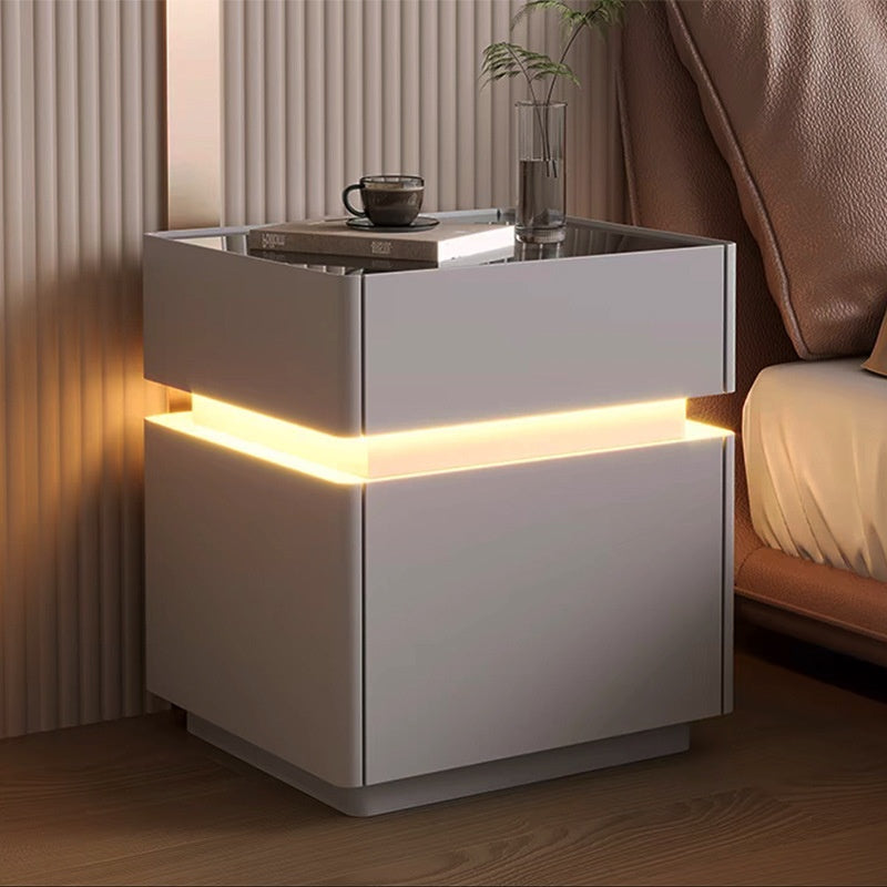 Table de Chevet Luxe 2025 avec Empreinte Digitale & LED – Design Premium