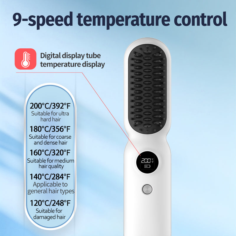 Brosse Lissante Sans Fil USB – Mini Peigne Chauffant pour Cheveux & Barbe