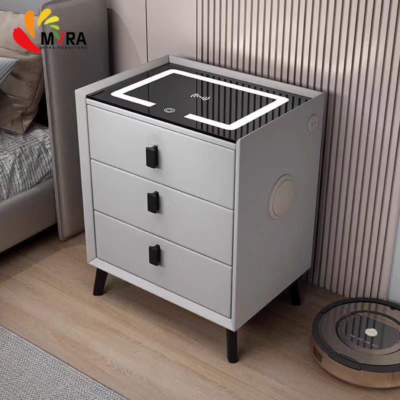 Table de Chevet Intelligente avec Charge Sans Fil – Design Moderne & Luxe