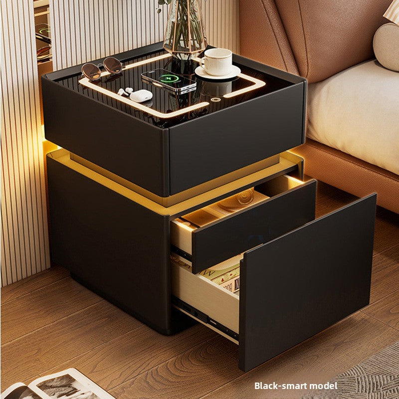 Table de Chevet Luxe 2025 avec Empreinte Digitale & LED – Design Premium