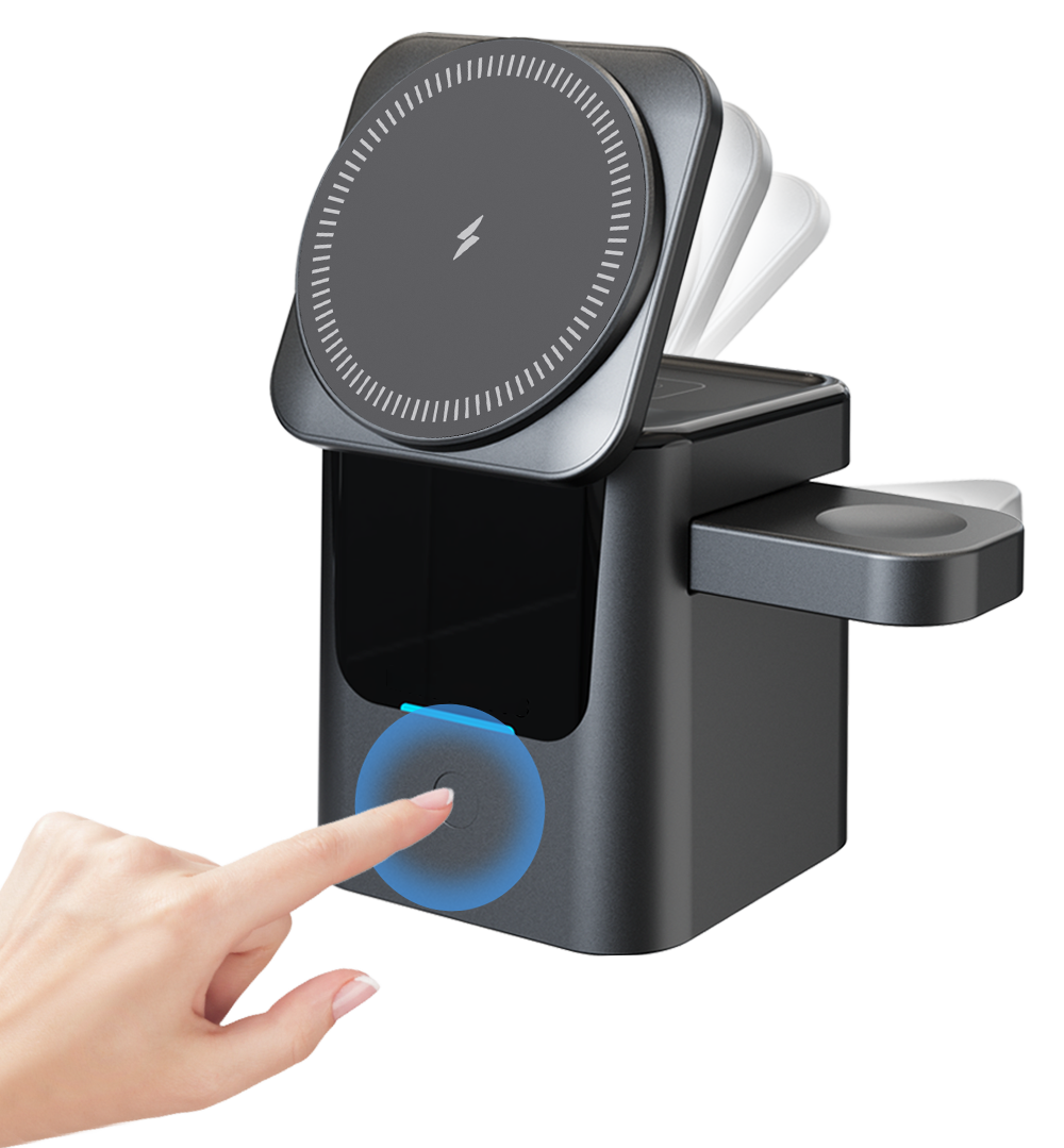 Chargeur Magnétique 3-en-1 Pliable 15W – Station Rapide en Aluminium
