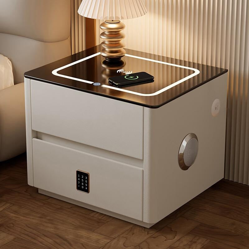 Table de Chevet Intelligente avec Coffre-Fort & Recharge Sans Fil – Sécurité & Luxe