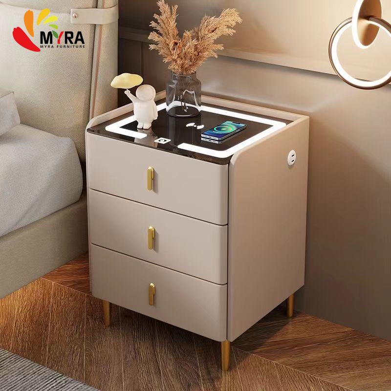 Table de Chevet Intelligente avec Charge Sans Fil – Design Moderne & Luxe