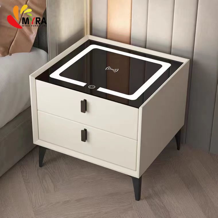 Table de Chevet Intelligente avec Charge Sans Fil – Design Moderne & Luxe