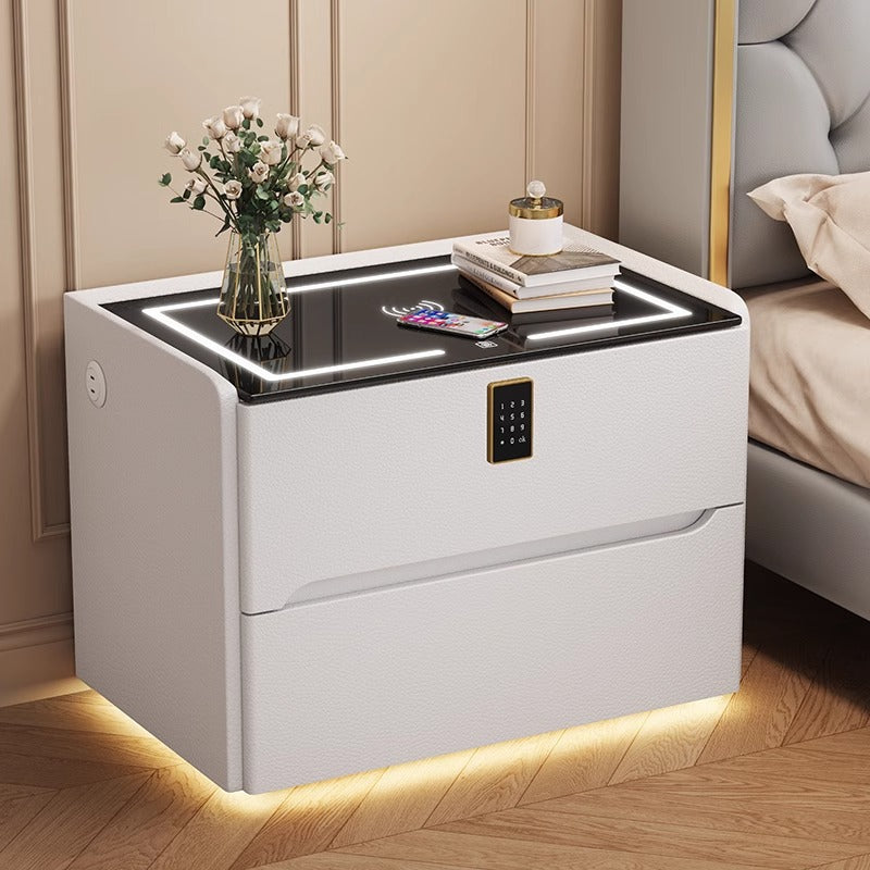 Table de Chevet Intelligente avec Coffre-Fort & Recharge Sans Fil – Sécurité & Luxe