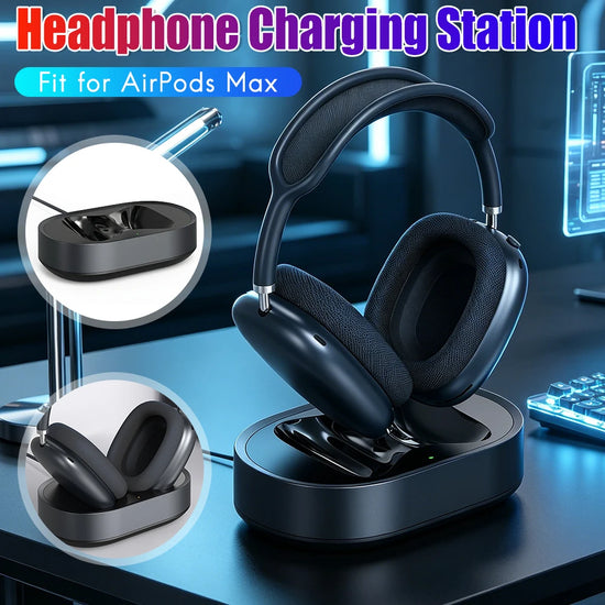 Headphone Charging Station for AirPods Max Headphones Magnetic Headset Charger Dock USB-C with Dual Connectors Anti-Scratch