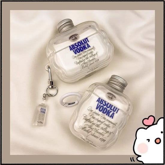 Absolut Vodka AirPods Case Clear  Bottle Shape With Mini Bottle Keychain For  AirPods Pro 2 Creative Ins Cover AirPods Pro3