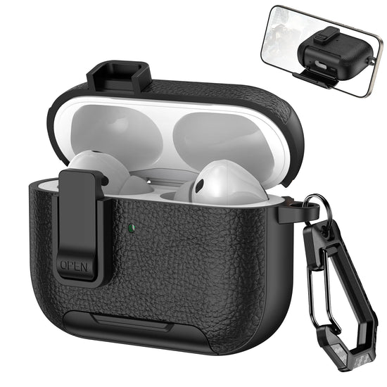 New Earphone Cover For AirPods Pro 3 3rd Generation Protective Case With Secure Lock Invisible Phone Stand Leather Texture Cover